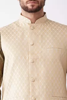 Black Woven Silk Blend Dhoti-Kurta