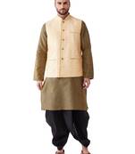 Black Woven Silk Blend Dhoti-Kurta