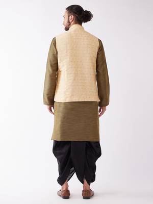 Black Woven Silk Blend Dhoti-Kurta 4