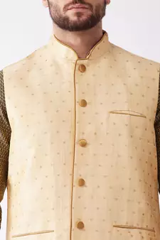 Black Woven Silk Blend Dhoti-Kurta