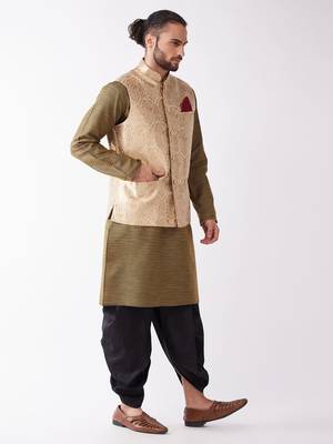 Black Woven Silk Blend Dhoti-Kurta 2