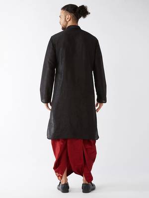 Black Embroidered Silk Blend Dhoti-Kurta 4