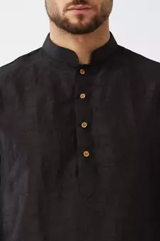 Black Embroidered Silk Blend Dhoti-Kurta