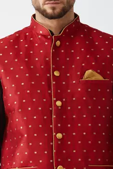 Black woven silk blend dhoti-kurta