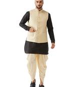 Black Woven Silk Blend Dhoti-Kurta