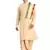 Mens' Gold Cotton Blend Kurta Dhoti And Dupatta
