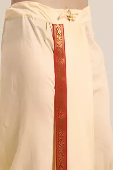 Mens' Gold Cotton Blend Kurta Dhoti And Dupatta
