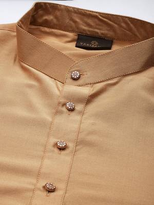 Mens' Rose Gold Cotton Blend Kurta Dhoti And Dupatta 3