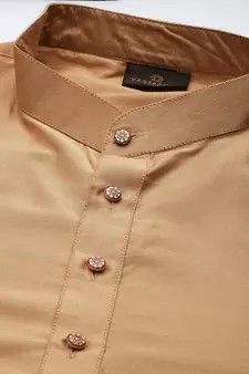 Mens' Rose Gold Cotton Blend Kurta Dhoti And Dupatta