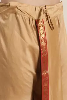 Mens' Rose Gold Cotton Blend Kurta Dhoti And Dupatta