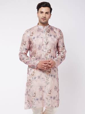 Multicolor-Base-Peach Cotton Blend Kurta 2