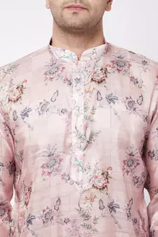 Multicolor-Base-Peach Cotton Blend Kurta