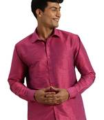Men'S Purple Raw Silk Ethnic Shirt