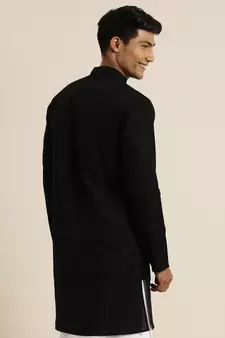 Men'S Black Cotton Kurta