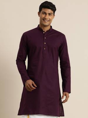 Men'S Purpe Cotton Kurta 2