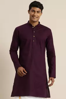 Men'S Purpe Cotton Kurta