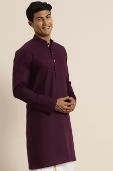 Men'S Purpe Cotton Kurta