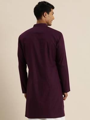 Men'S Purpe Cotton Kurta 4