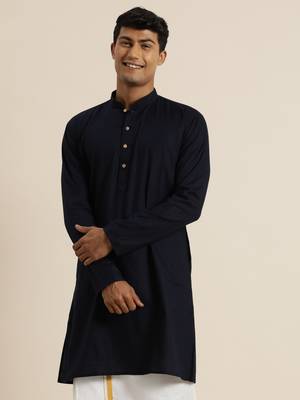 Navy Blue Cotton Kurta 2