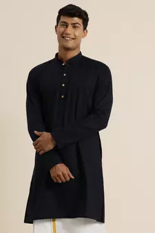 Navy Blue Cotton Kurta