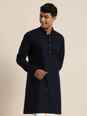 Navy Blue Cotton Kurta 3