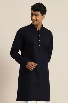 Navy Blue Cotton Kurta