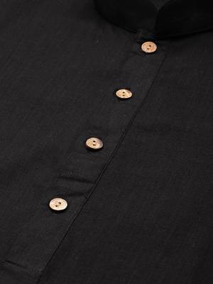Men's Black and White Cotton Blend Kurta And Mundu Set 5
