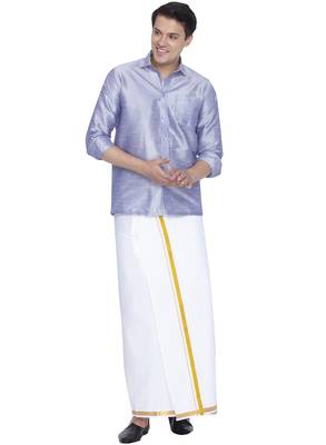 Purple plain silk blend dhoti-kurta 1