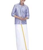 Purple plain silk blend dhoti-kurta