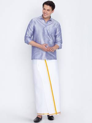 Purple plain silk blend dhoti-kurta 2