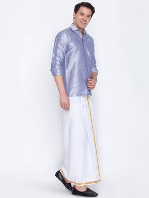 Purple plain silk blend dhoti-kurta 3