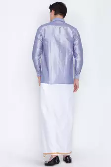Purple plain silk blend dhoti-kurta