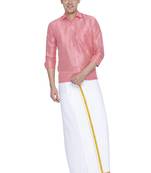 Pink plain silk blend dhoti-kurta
