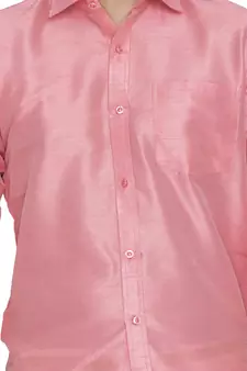 Pink plain silk blend dhoti-kurta