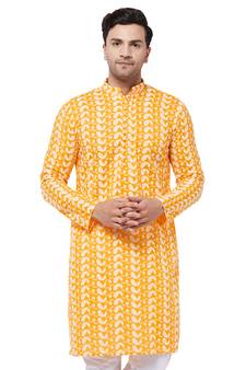 Men'S Orange Pure Cotton Kurta