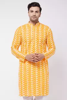 Orange Pure Cotton Kurta