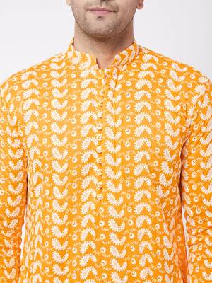 Orange Pure Cotton Kurta 5