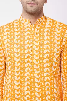 Orange Pure Cotton Kurta