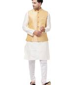 Maroon Woven Silk Blend Kurta-Pajama