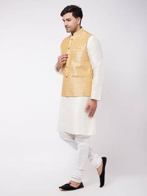 Maroon Woven Silk Blend Kurta-Pajama 3