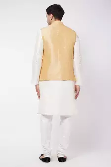 Maroon Woven Silk Blend Kurta-Pajama