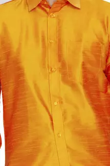 Orange plain silk blend dhoti-kurta