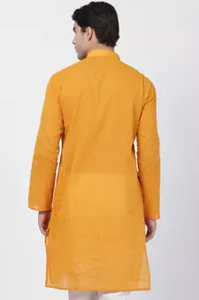 Yellow woven cotton men-kurtas