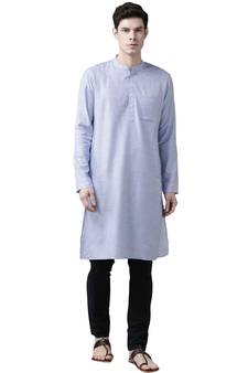 Men'S Aqua Blue Organic Cotton Kurta