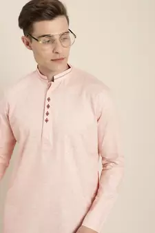 Men'S Pink Organic Cotton Kurta