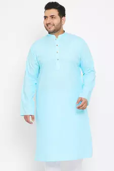 Aqua Blue Cotton Blend Kurta