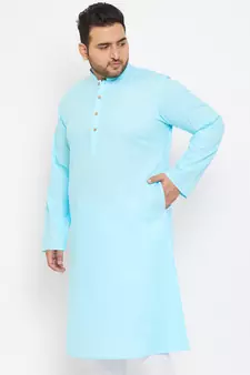 Aqua Blue Cotton Blend Kurta