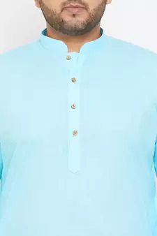 Aqua Blue Cotton Blend Kurta