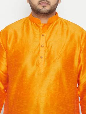 Orange And Maroon Silk Blend Kurta And Dhoti Set 5