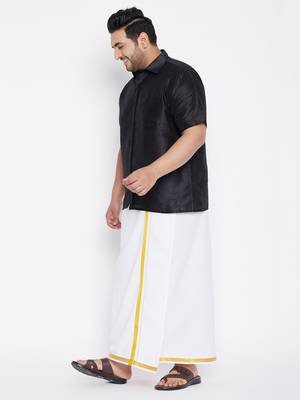 Black plain silk blend dhoti-kurta 3